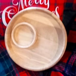 Wooden serving tray round L 12"